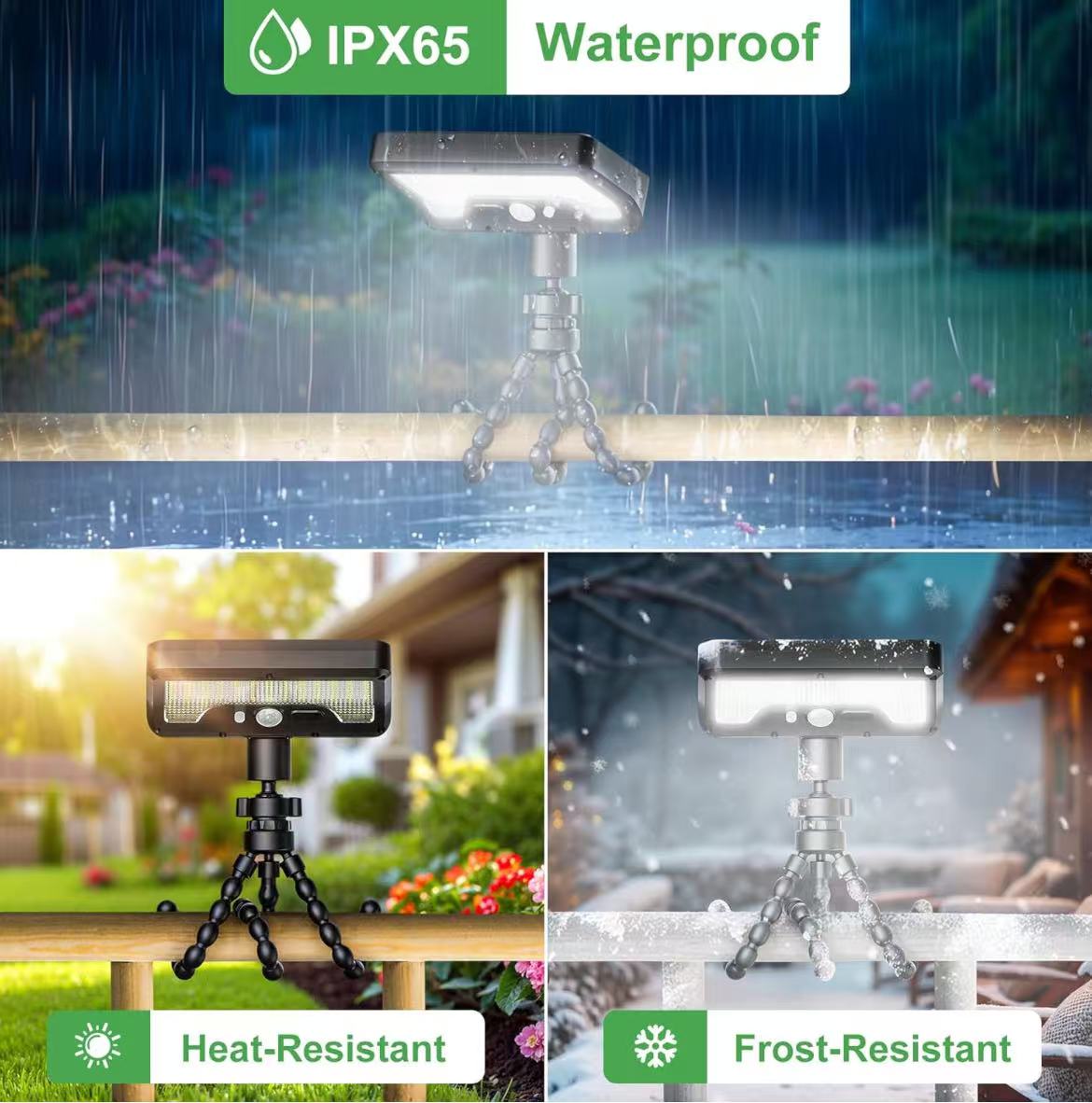 Outdoor Solar Light with Motion Sensor, Octopus Bracket, Adjustable Angle, USB & Solar Powered
